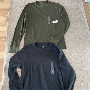 Gap two waffle knit long sleeve shirts